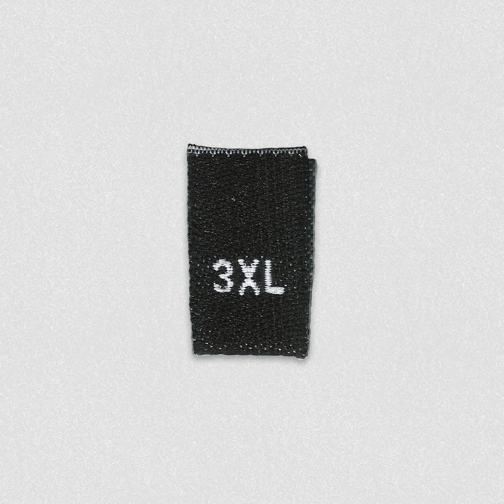 Etichetta Taglia Tessuta Nera – Taglia 3XL – realizzato da LabelGo