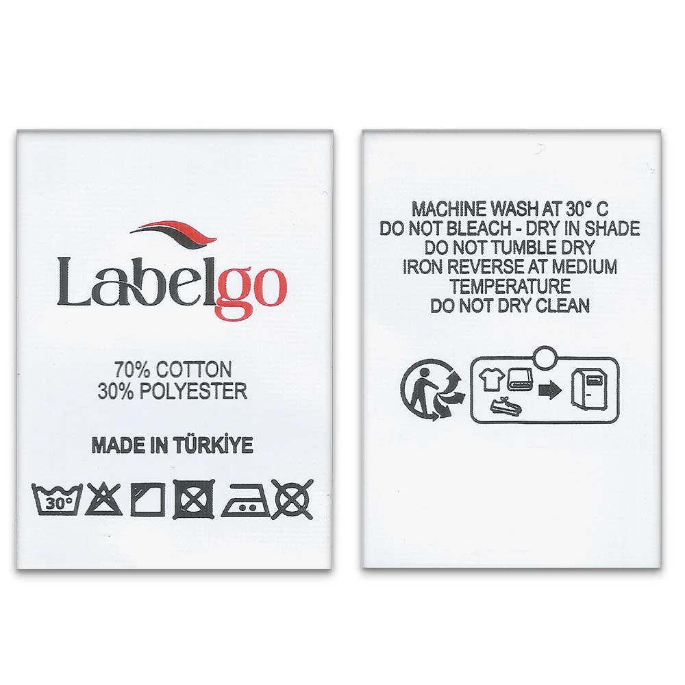 Etichetta di Lavaggio in Raso Satin Bianco – realizzato da LabelGo