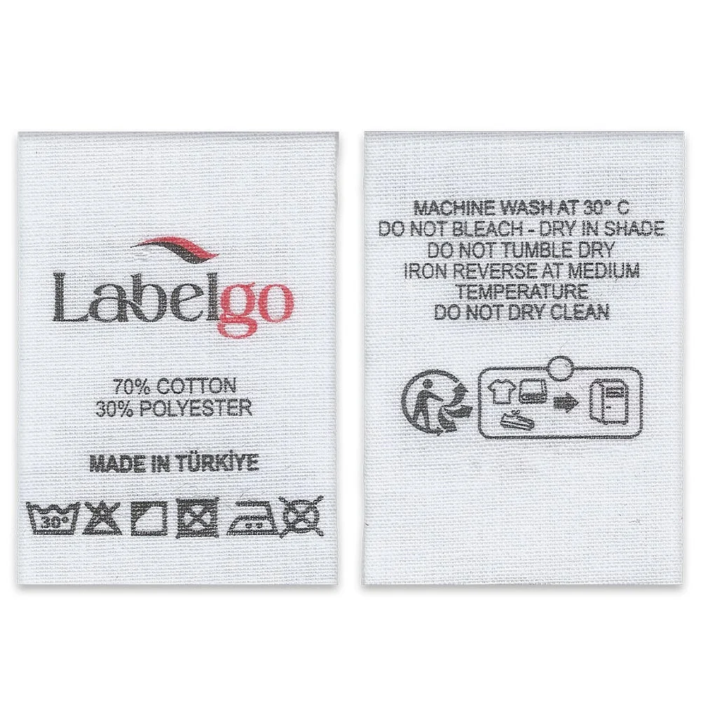 Etichetta di Lavaggio in Taffetà Bianco – realizzato da LabelGo