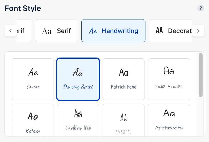 Seleziona lo Stile del Font