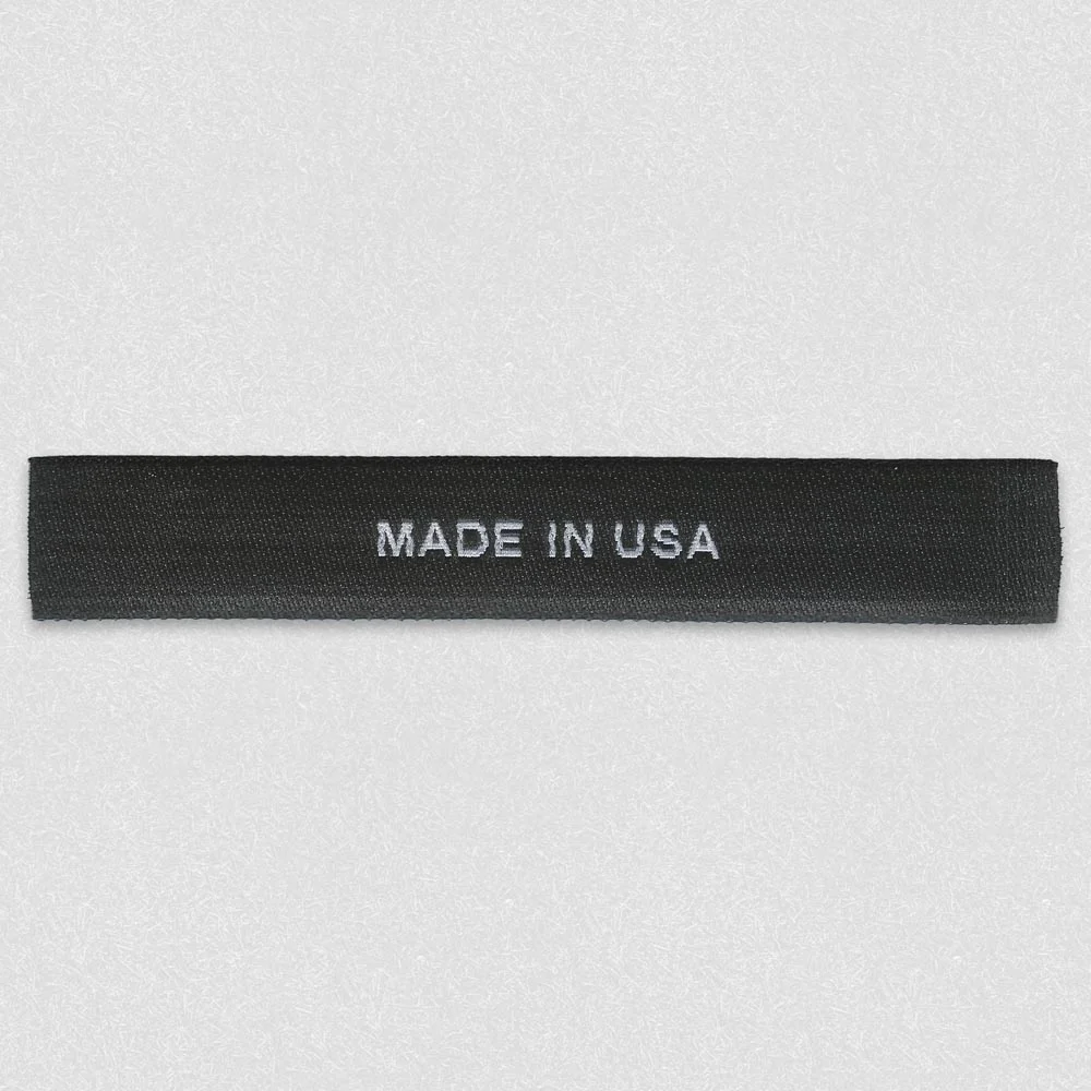 Etichetta Tessuta Nera Made in USA a Taglio Dritto – realizzato da LabelGo